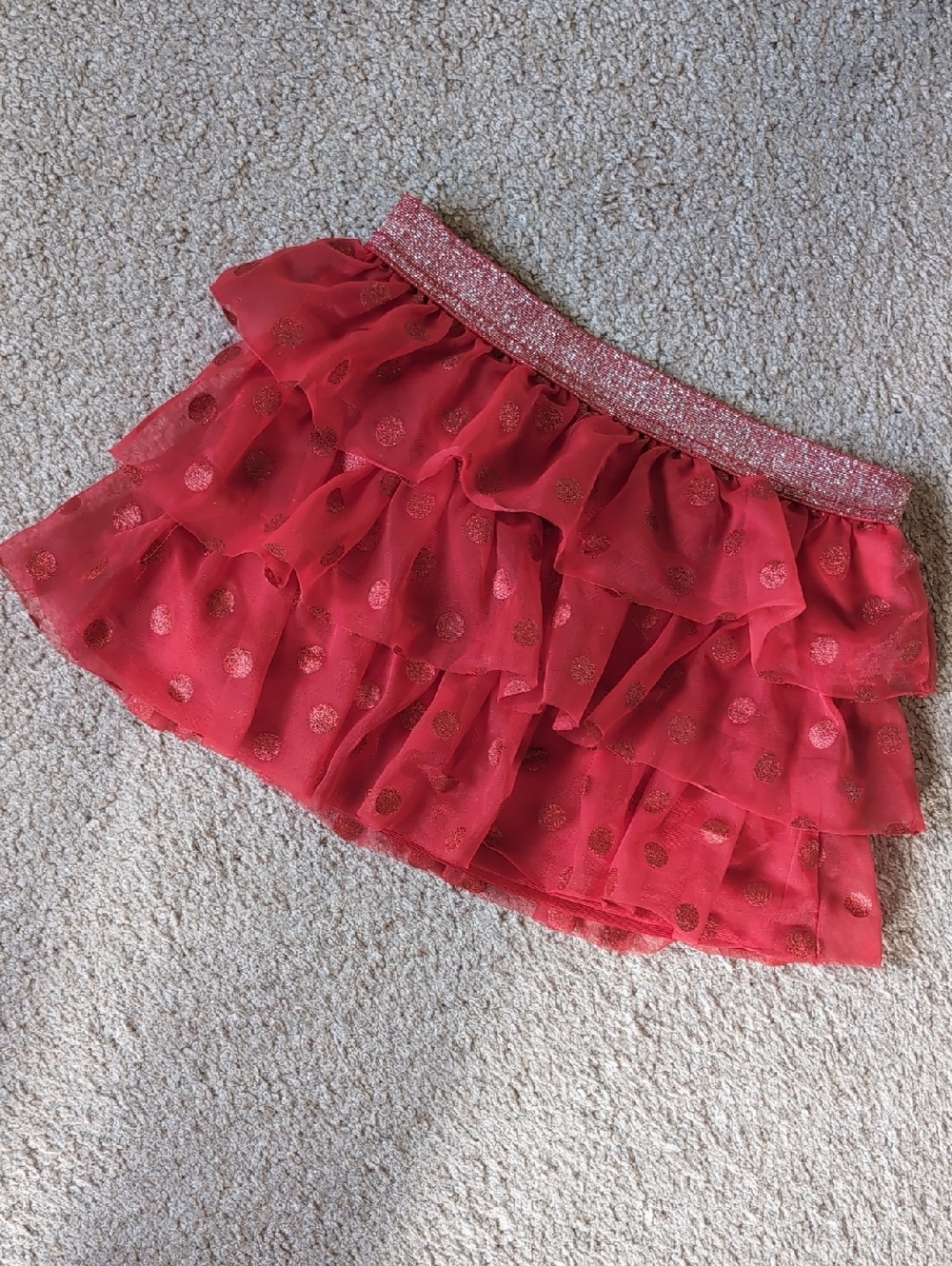 ❤️4/$20 Holiday Time Bright Red Girls' Elastic Waist Tutu Skirt